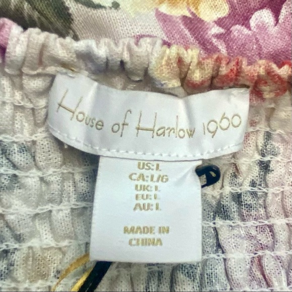 House of Harlow 1960 NWT Linen Blend Floral Adjustable Tie Maxi Dress Size Large - Picture 11 of 16